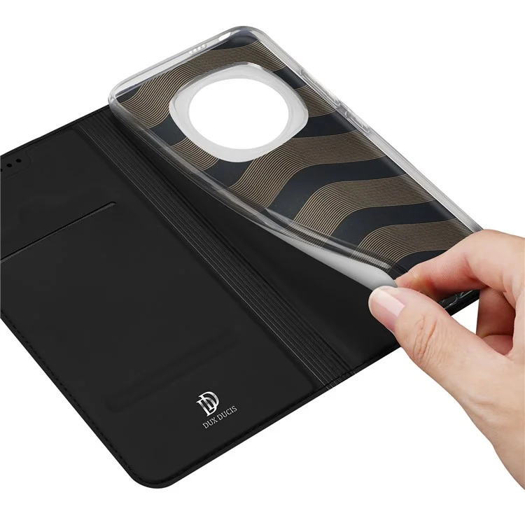 DUX DUCIS Skin Pro Series For Honor Magic6 5G Leather Case Card Slot Phone Stand Cover - Black