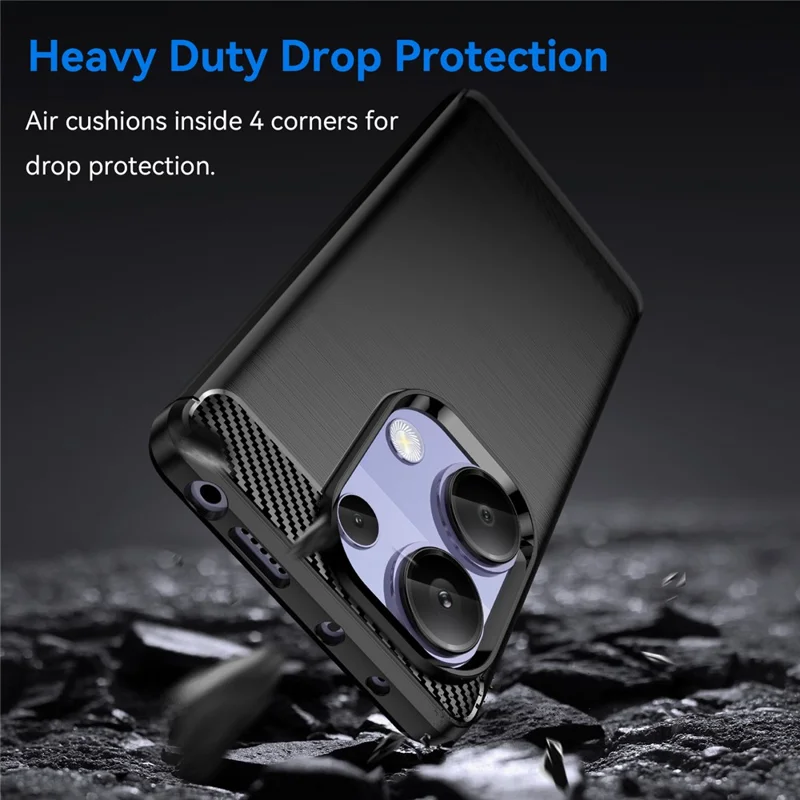 For Xiaomi Redmi Note 13 Pro 4G / Poco M6 Pro 4G Case Carbon Fiber Texture TPU Phone Cover - Black