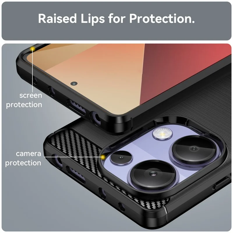 For Xiaomi Redmi Note 13 Pro 4G / Poco M6 Pro 4G Case Carbon Fiber Texture TPU Phone Cover - Black