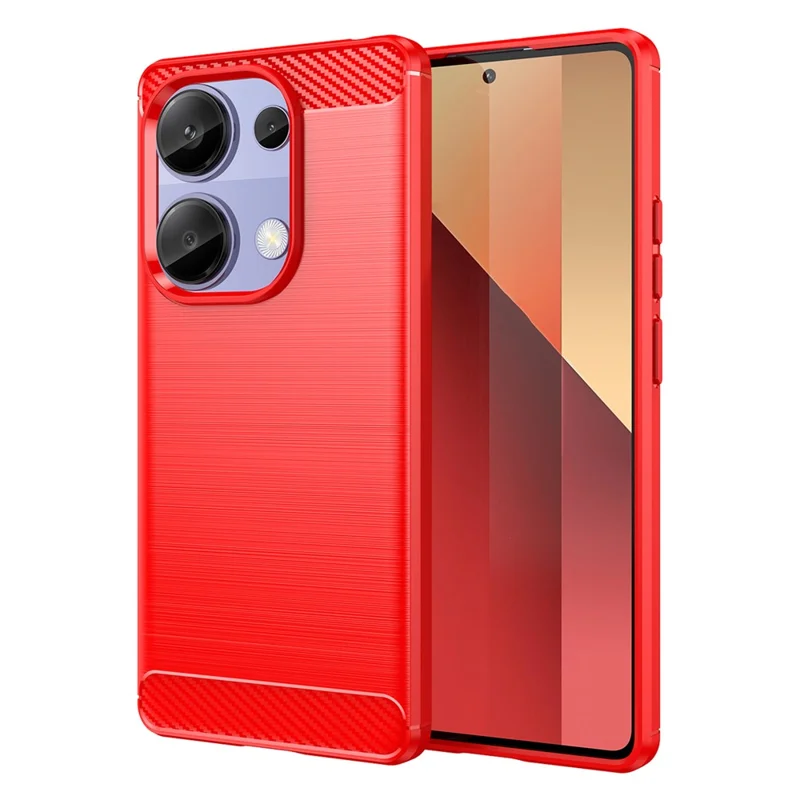 Til Xiaomi Redmi Note 13 Pro 4G / Poco M6 Pro 4G Hylse med Kulfiberstruktur i TPU - Rød