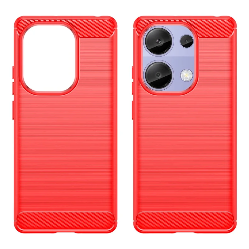 Til Xiaomi Redmi Note 13 Pro 4G / Poco M6 Pro 4G Hylse med Kulfiberstruktur i TPU - Rød