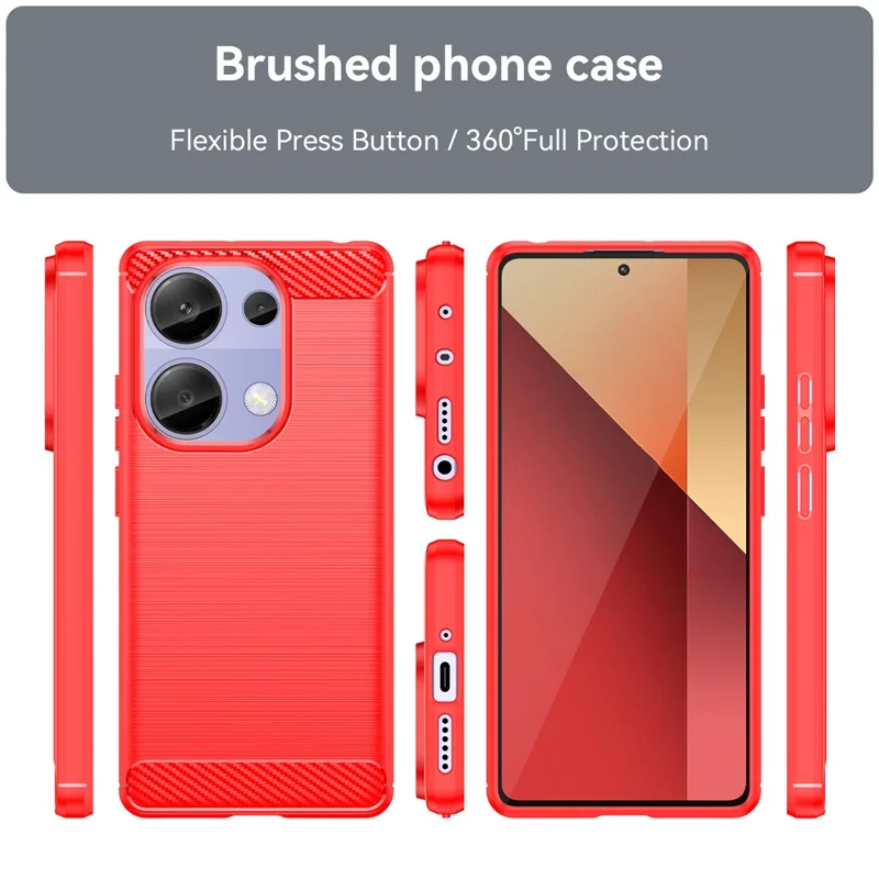 Til Xiaomi Redmi Note 13 Pro 4G / Poco M6 Pro 4G Hylse med Kulfiberstruktur i TPU - Rød