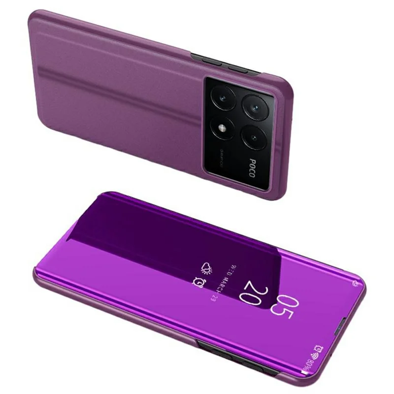 For Xiaomi Poco X6 Pro 5G / Redmi K70E 5G Flip Leather Cover with Stand Full Body Protective Phone Case - Purple