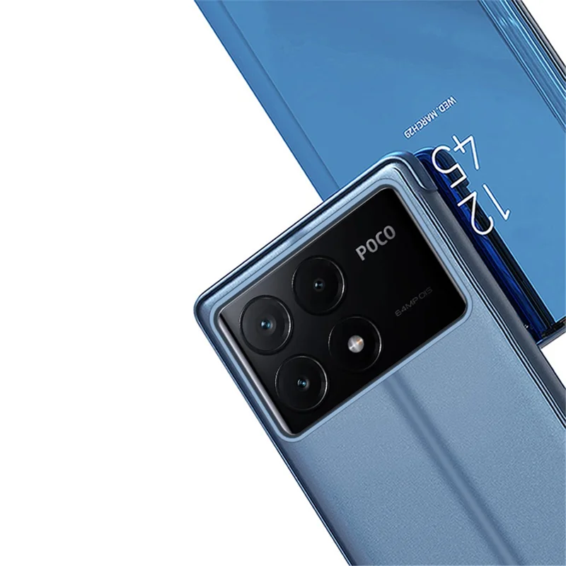 Til Xiaomi Poco X6 Pro 5G / Redmi K70E 5G hylse med gennemsigtigt vindue og standerdesign - Sort