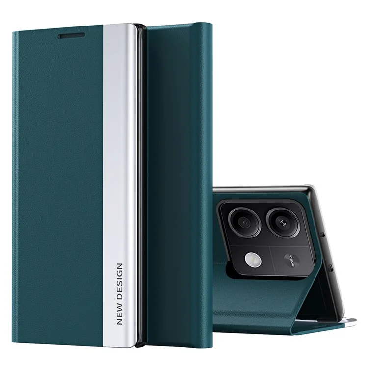 For Xiaomi Redmi Note 13 5G Phone Cover PC Shell+Leather Scratch-proof Case - Green