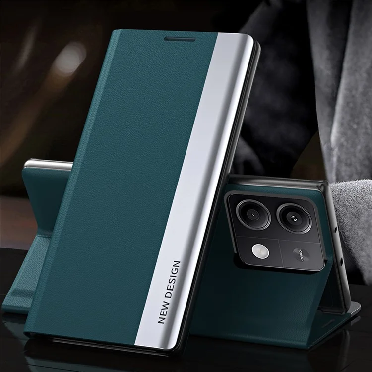 For Xiaomi Redmi Note 13 5G Phone Cover PC Shell+Leather Scratch-proof Case - Green