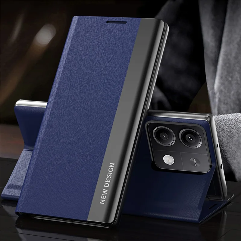 Futera z podstawką do Xiaomi Redmi Note 13 Pro 5G / Poco X6 5G, odporna na upadki obudowa PC+skóra - Szafir