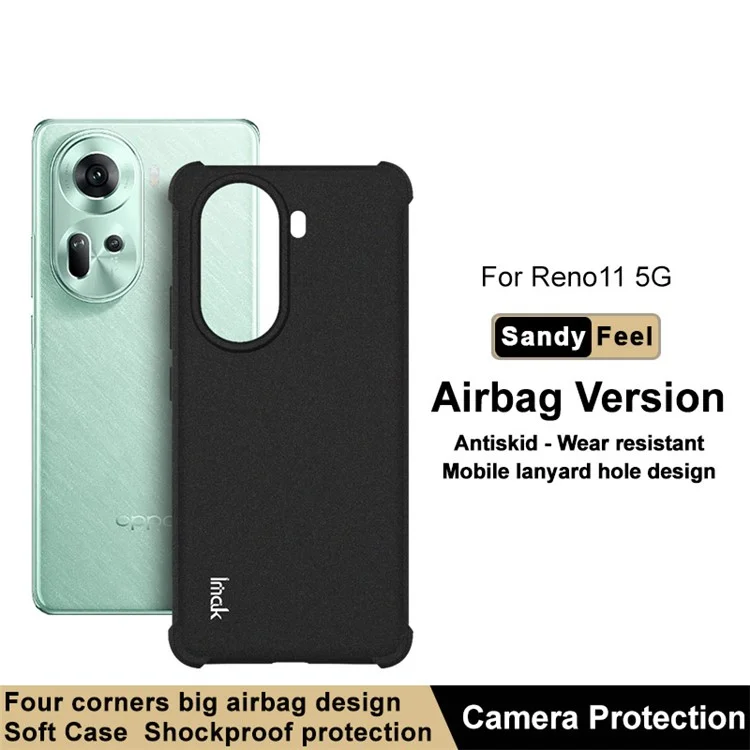 IMAK For Oppo Reno11 5G (Global) TPU Case Airbag Corner Matte Finish Phone Cover - Black