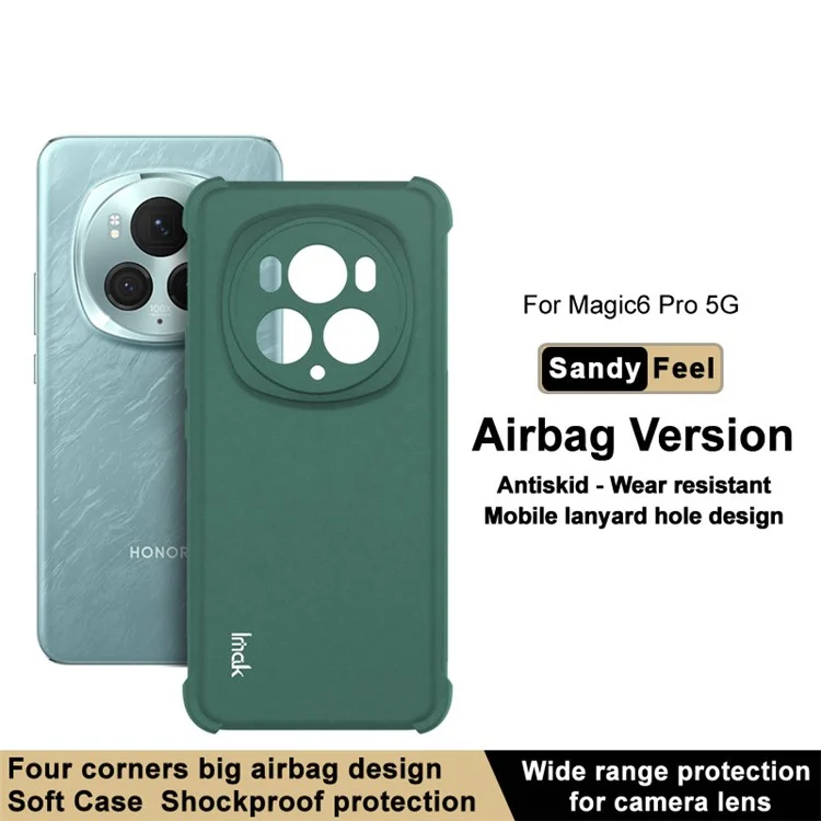 IMAK Pour Honor Magic6 Pro 5G Étui TPU Anti-chute Couverture de téléphone mate - Vert 