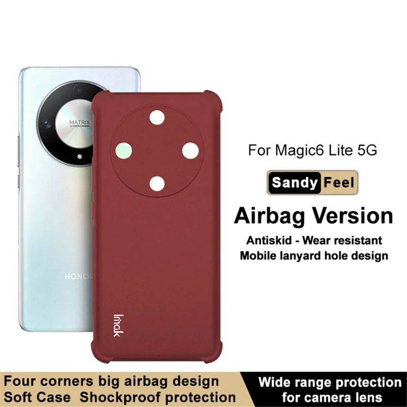 IMAK For Honor X9b 5G / Magic6 Lite 5G Case Matte TPU Phone Cover Airbag Protection - Red