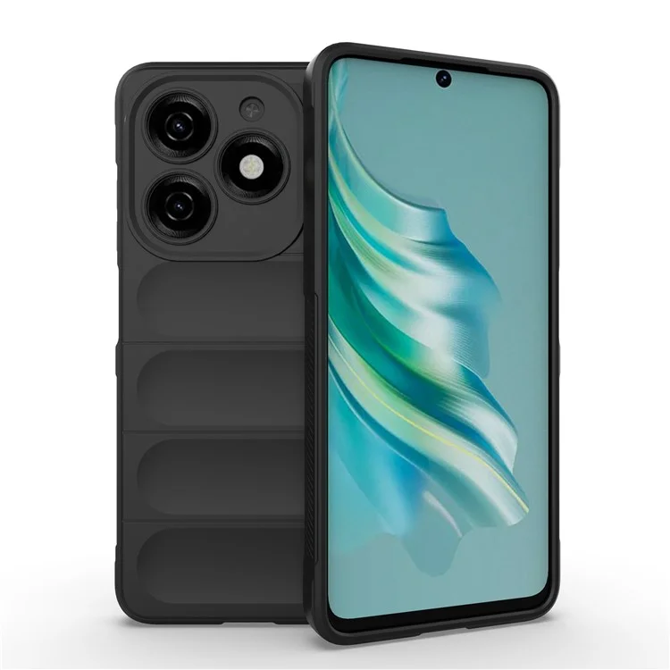 For TECNO Spark 20 Case Drop-Resistant TPU Phone Back Shell - Black