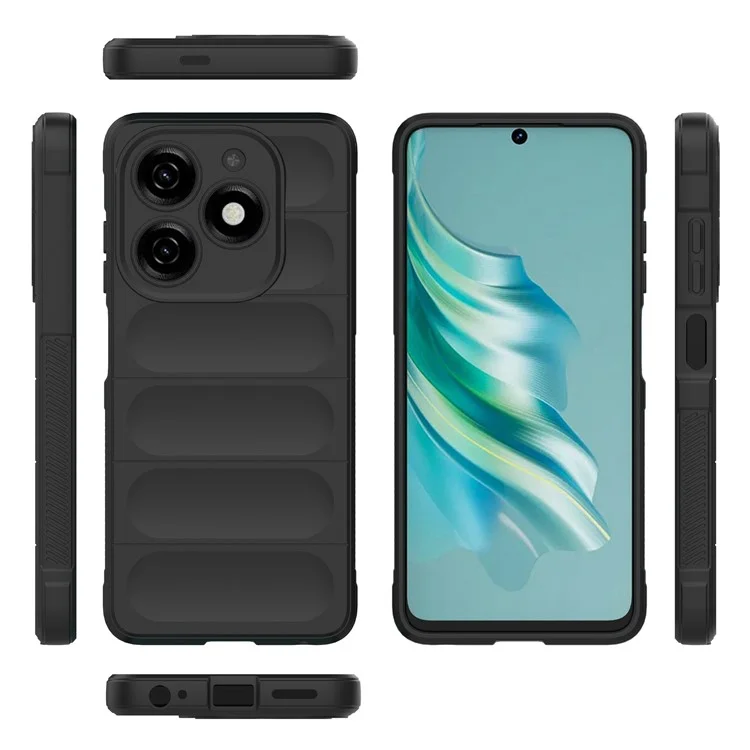 For TECNO Spark 20 Case Drop-Resistant TPU Phone Back Shell - Black