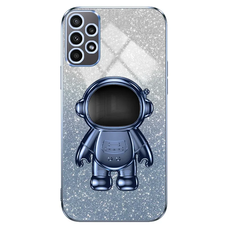 For Samsung Galaxy A53 5G Case Glitter PC+TPU Protective Cover with Astronaut Kickstand - Blue