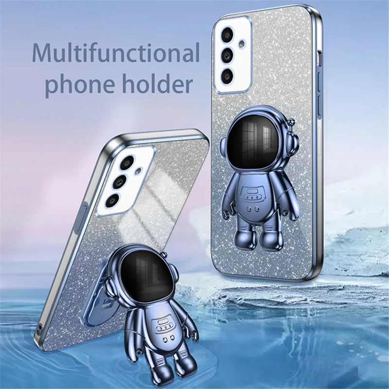 For Samsung Galaxy A13 5G Case PC+TPU Anti-scratch Phone Cover with Astronaut Kickstand - Blue