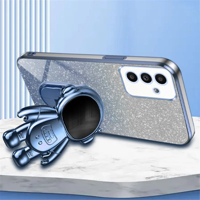For Samsung Galaxy A13 5G Case PC+TPU Anti-scratch Phone Cover with Astronaut Kickstand - Blue