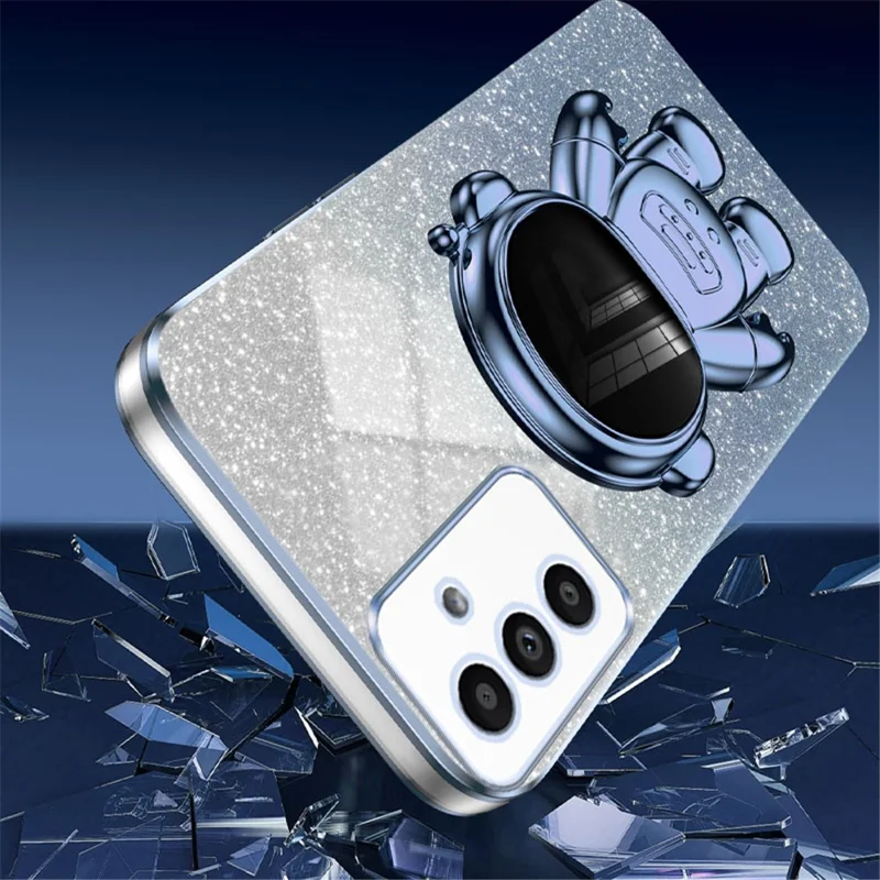 For Samsung Galaxy A13 5G Case PC+TPU Anti-scratch Phone Cover with Astronaut Kickstand - Blue