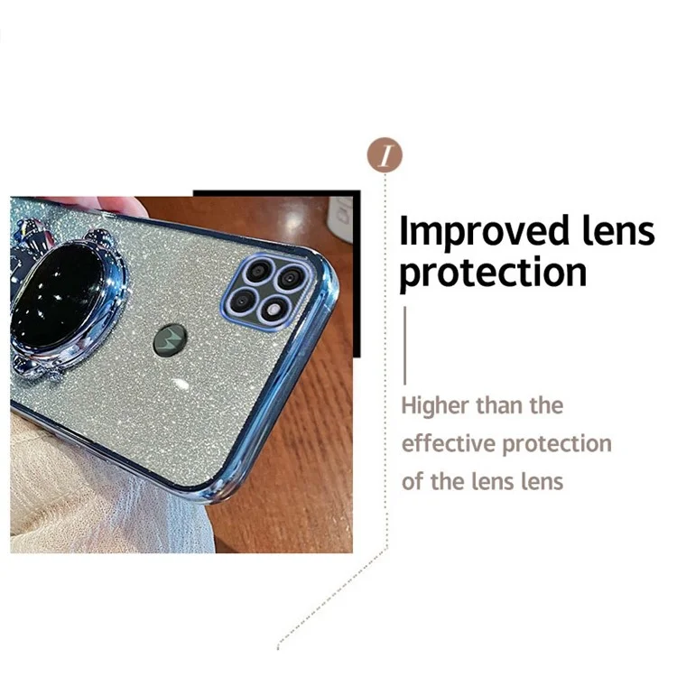 Pour Motorola Moto G9 Power Case Electroplating PC+TPU Astronaut Kickstand Phone Cover - Noir