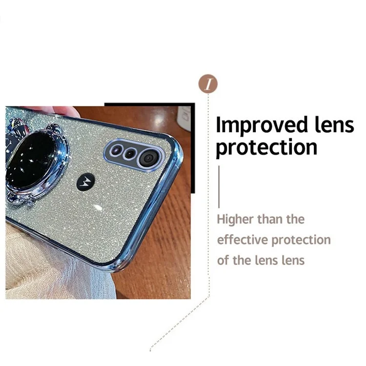Pour Motorola Moto E6s (2020) / Moto E6i Étui Électroplaqué Astronaute Béquille Housse de Téléphone - Bleu