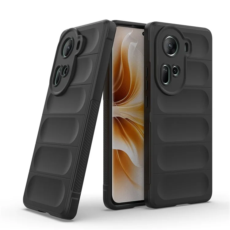 For Oppo Reno11 5G (Global) Cell Phone Case Solid Color Shockproof TPU Protective Cover - Black