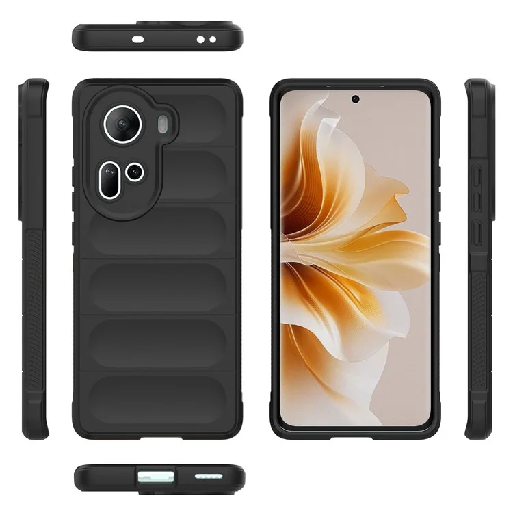 For Oppo Reno11 5G (Global) Cell Phone Case Solid Color Shockproof TPU Protective Cover - Black