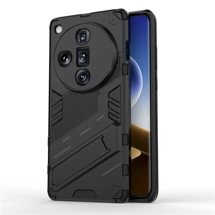For Oppo Find X7 Ultra Kickstand Case PC+TPU Protective Phone Cover - Black