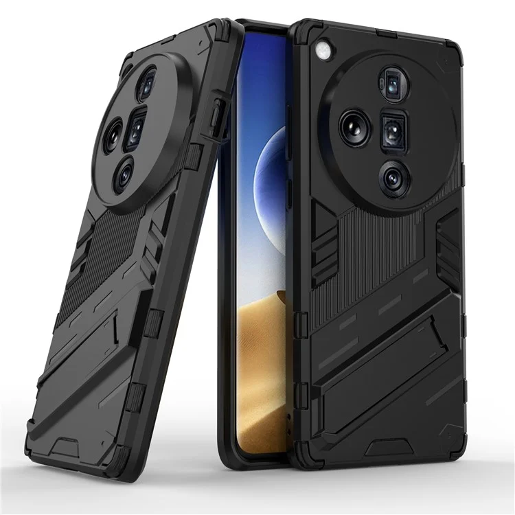 For Oppo Find X7 Ultra Kickstand Case PC+TPU Protective Phone Cover - Black