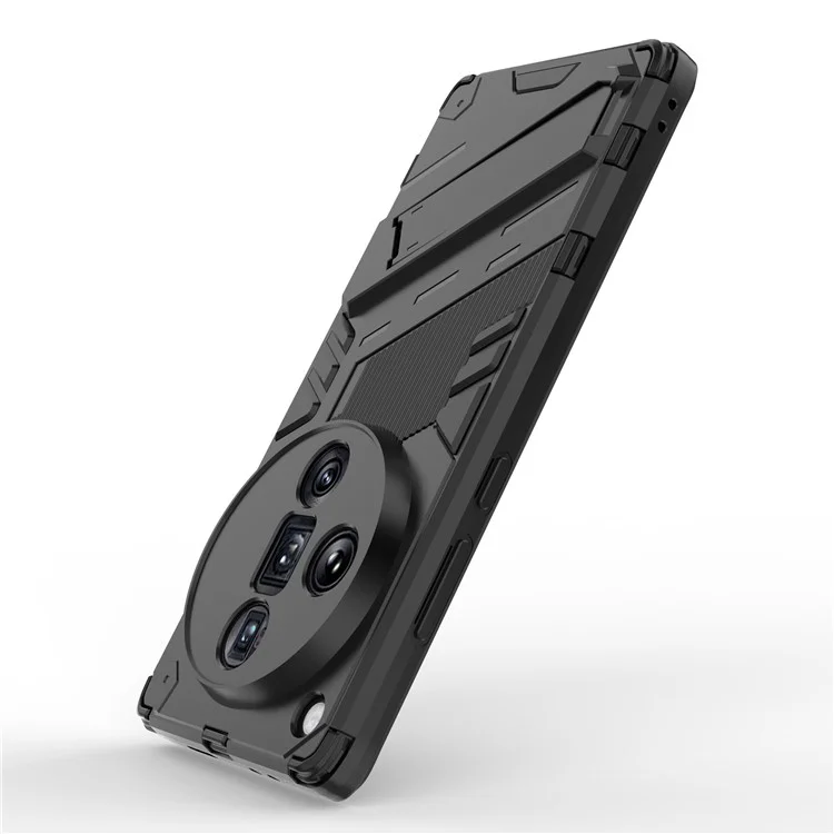 For Oppo Find X7 Ultra Kickstand Case PC+TPU Protective Phone Cover - Black
