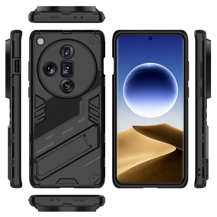 For Oppo Find X7 Ultra Kickstand Case PC+TPU Protective Phone Cover - Black