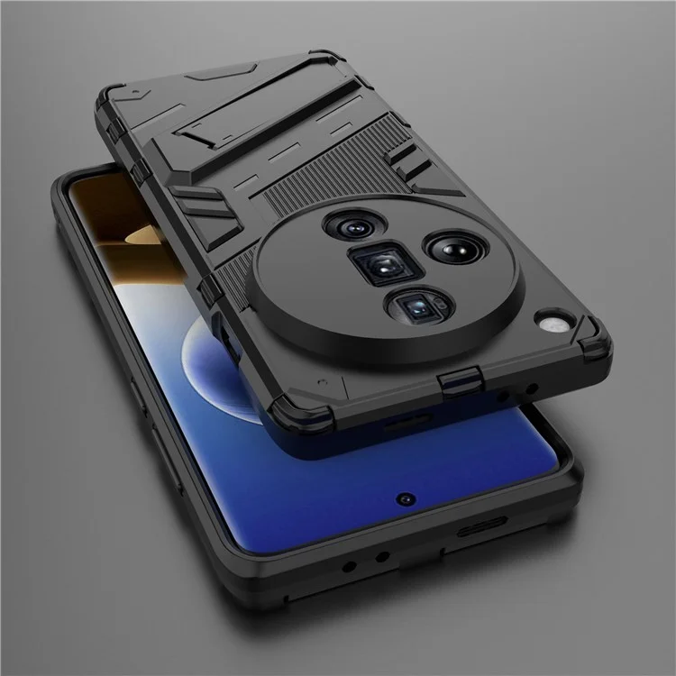 For Oppo Find X7 Ultra Kickstand Case PC+TPU Protective Phone Cover - Black