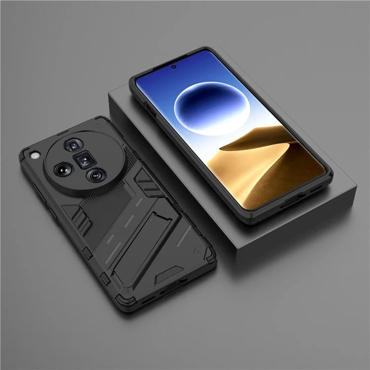 For Oppo Find X7 Ultra Kickstand Case PC+TPU Protective Phone Cover - Black