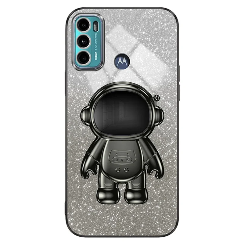 Per Motorola Moto G60 Custodia per cellulare Cartoon Astronaut Kickstand PC+TPU Custodia protettiva - Nero