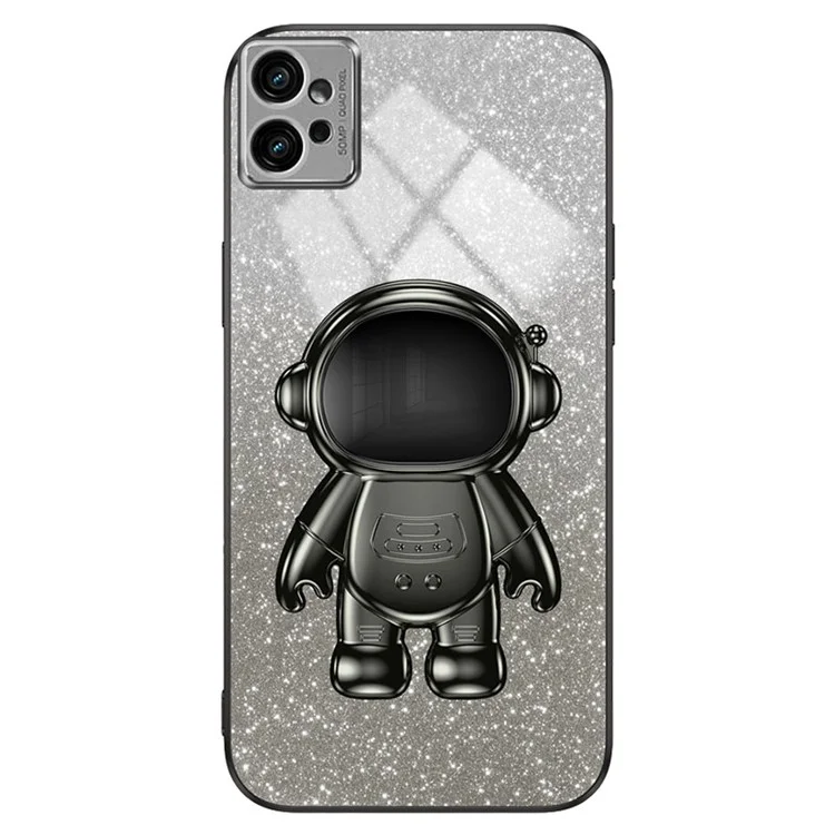 For Motorola Moto G32 4G Case Astronaut Kickstand Glitter Phone Cover - Black