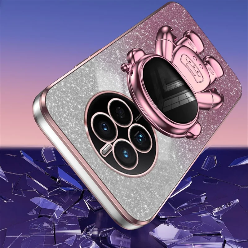 For Huawei Mate 50 4G Case PC+TPU Phone Back Cover with Astronaut Kickstand - Pink