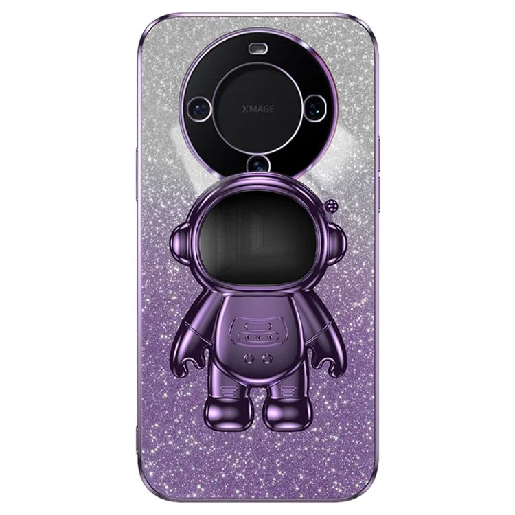 Para Huawei Mate 60 Pro PC+TPU Case Electroplating Astronaut Kickstand Phone Cover - Roxo