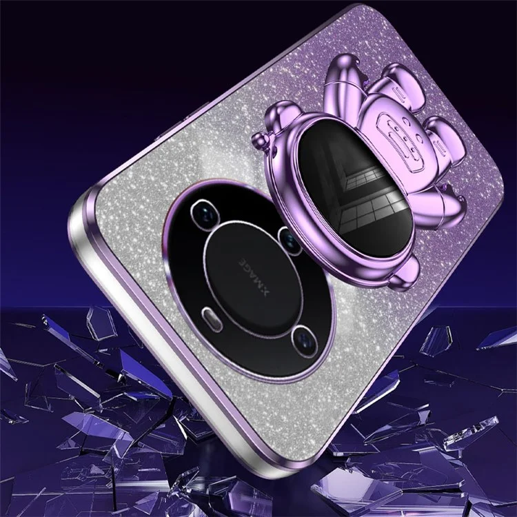 Para Huawei Mate 60 Pro PC+TPU Case Electroplating Astronaut Kickstand Phone Cover - Roxo