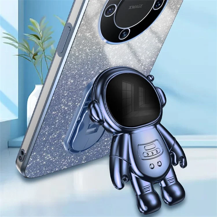 Pour Étui pour téléphone portable Huawei Mate 60 PC+TPU Astronaute Support Arrière Couverture - Bleu