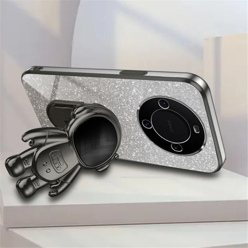 For Huawei Mate 60 Cellphone Case PC+TPU Astronaut Kickstand Back Cover - Black