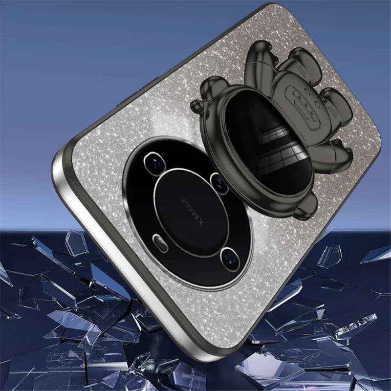 For Huawei Mate 60 Cellphone Case PC+TPU Astronaut Kickstand Back Cover - Black