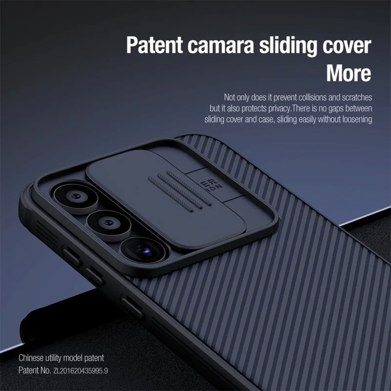 NILLKIN CamShield Pro Serie til Samsung Galaxy A55 5G Etui med Skydelinsebeskyttelse PC+TPU Cover - Blå