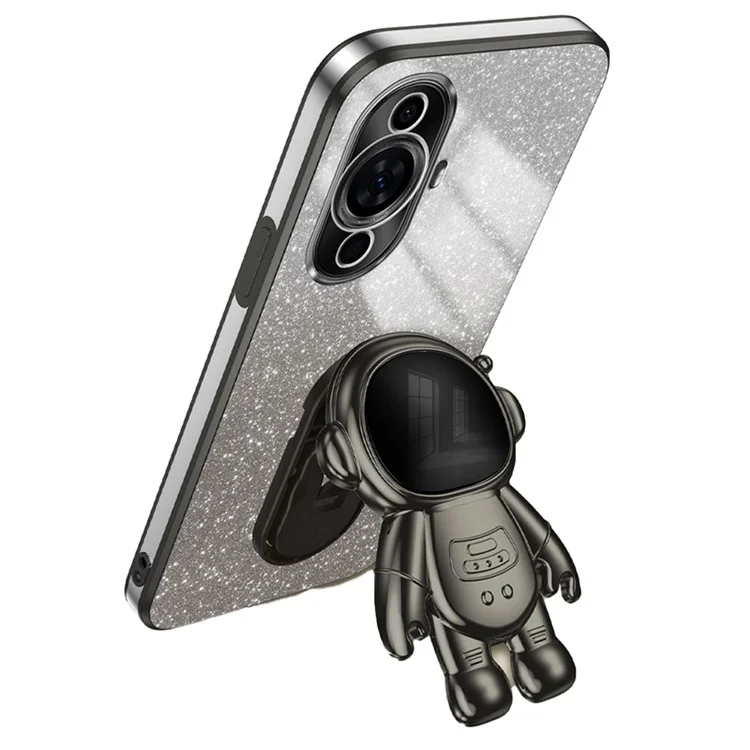 For Huawei nova 11 Pro / nova 11 Ultra Case Electroplating Phone Cover Astronaut Kickstand - Black