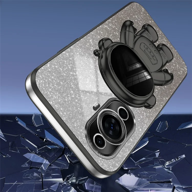 For Huawei nova 11 Pro / nova 11 Ultra Case Electroplating Phone Cover Astronaut Kickstand - Black