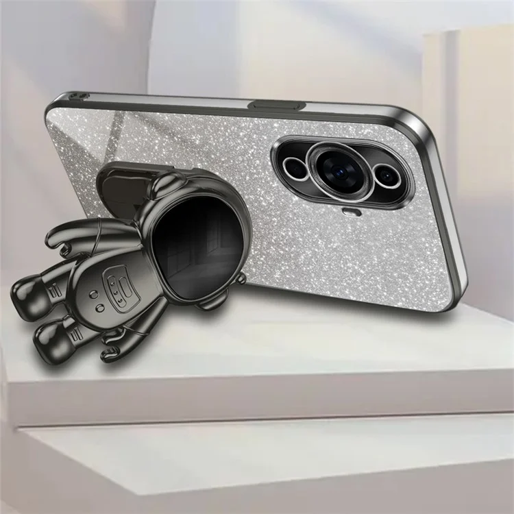For Huawei nova 11 Pro / nova 11 Ultra Case Electroplating Phone Cover Astronaut Kickstand - Black