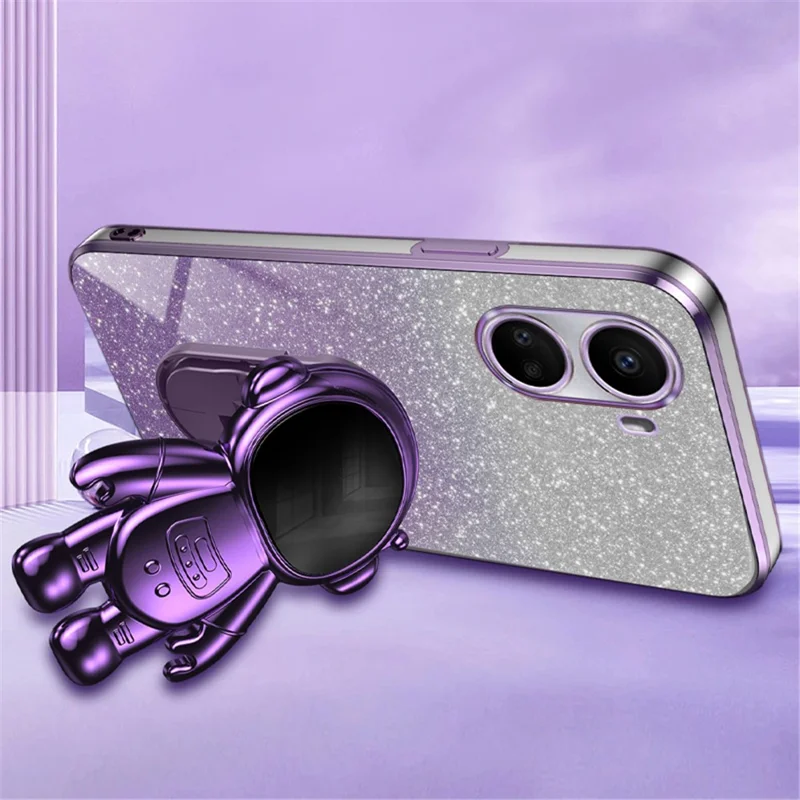 For Huawei nova 10 SE 4G Case Anti-drop Astronaut Kickstand PC+TPU Glitter Cell Phone Cover - Purple