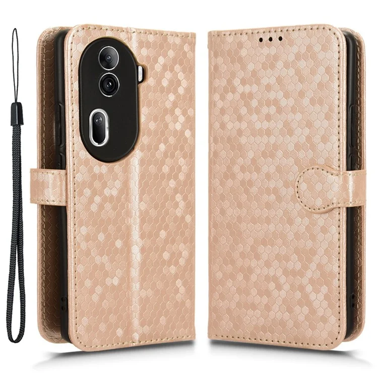 Per Oppo Reno11 Pro 5G (Global) / Reno11 (Cina) 5G Custodia Portafoglio in Pelle con Stampa a Pois - Rose Gold