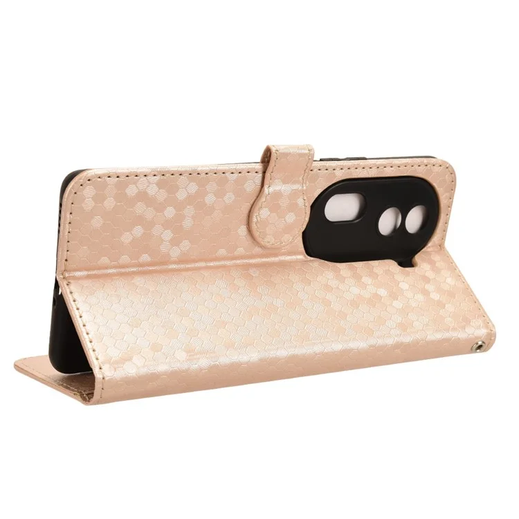 Per Oppo Reno11 Pro 5G (Global) / Reno11 (Cina) 5G Custodia Portafoglio in Pelle con Stampa a Pois - Rose Gold