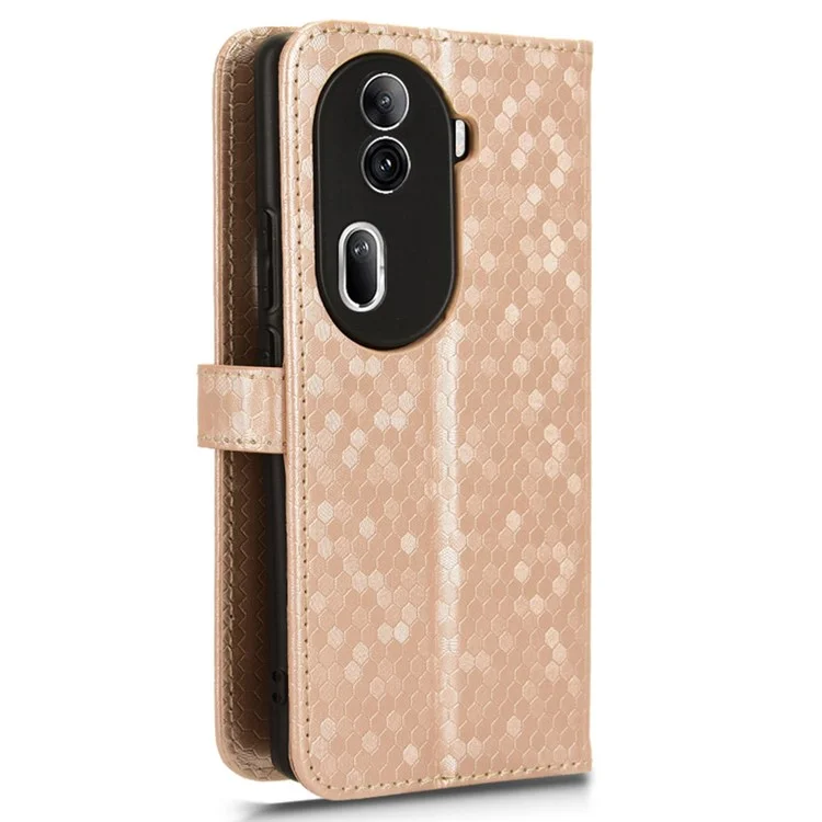 Per Oppo Reno11 Pro 5G (Global) / Reno11 (Cina) 5G Custodia Portafoglio in Pelle con Stampa a Pois - Rose Gold