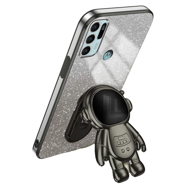 For Motorola Moto G60S Case Astronaut Kickstand Anti-scratch Cell Phone Shell - Black