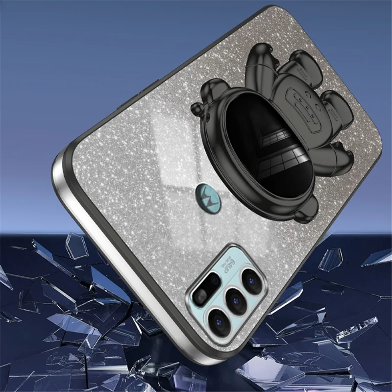 For Motorola Moto G60S Case Astronaut Kickstand Anti-scratch Cell Phone Shell - Black