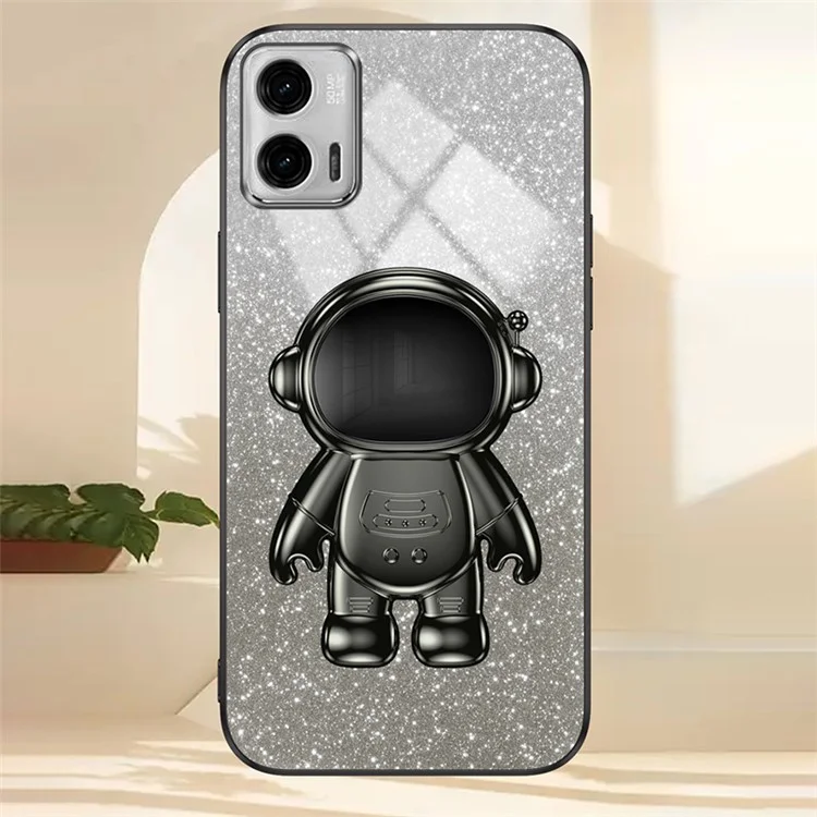 Для Motorola Moto G73 5G Kickstand Case Shockproof Astronaut PC+TPU Cover - Black