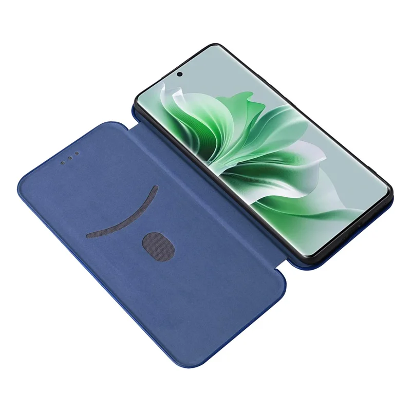 For Oppo Reno11 Pro 5G (Global) / Reno11 (China) 5G Leather Case with Card Holder Carbon Fiber Texture - Blue